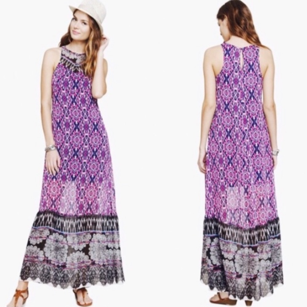 Express Tapestry Lace Print Maxi Dress SMALL